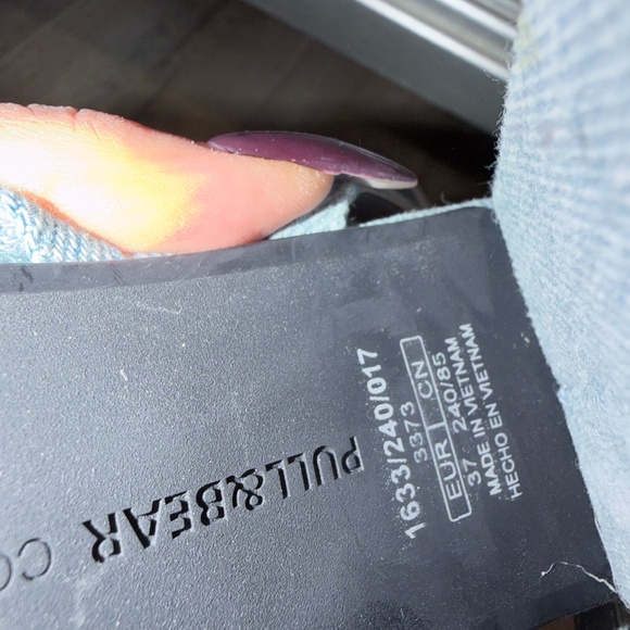 PULL&BEAR Light Denim Strappy Block Heel Sandals – Size 37 (US 7) - Picture 3 of 4